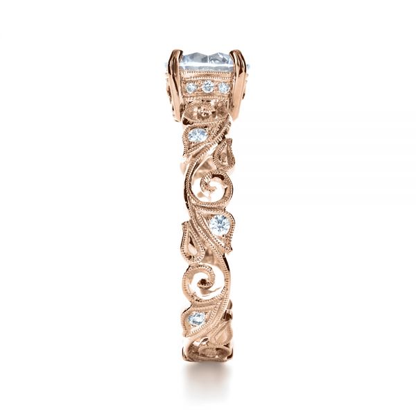 18k Rose Gold 18k Rose Gold Organic Diamond Engagement Ring - Side View -  1176