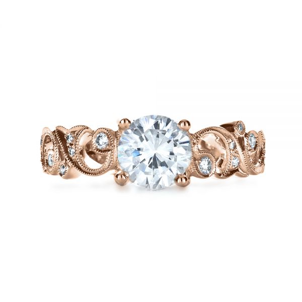 14k Rose Gold 14k Rose Gold Organic Diamond Engagement Ring - Top View -  1174