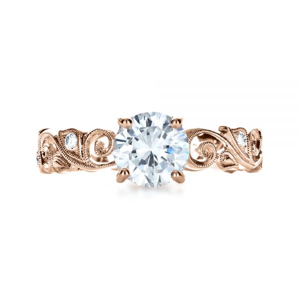 18k Rose Gold 18k Rose Gold Organic Diamond Engagement Ring - Top View -  1176