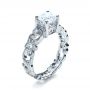 18k White Gold Organic Diamond Engagement Ring - Three-Quarter View -  1174 - Thumbnail
