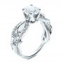 14k White Gold Organic Diamond Engagement Ring - Three-Quarter View -  1289 - Thumbnail