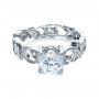 18k White Gold Organic Diamond Engagement Ring - Flat View -  1174 - Thumbnail