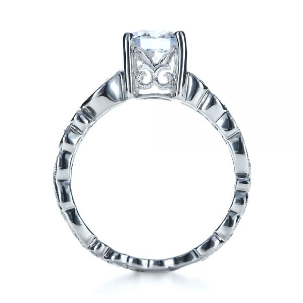 18k White Gold Organic Diamond Engagement Ring - Front View - 1174