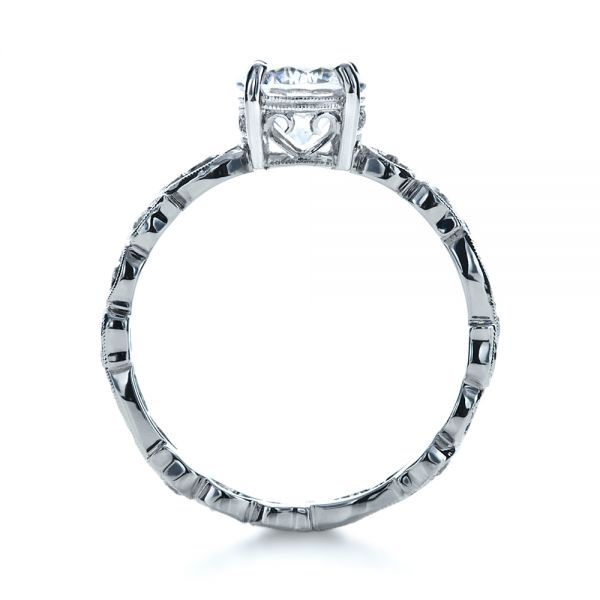 18k White Gold Organic Diamond Engagement Ring - Front View -  1176
