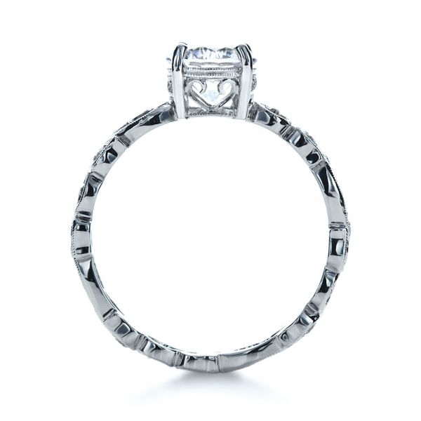 18k White Gold Organic Diamond Engagement Ring - Front View - 1176
