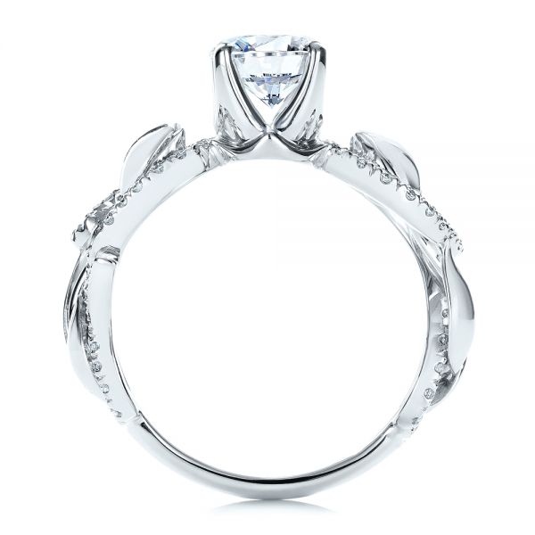 14k White Gold Organic Diamond Engagement Ring - Front View -  1289