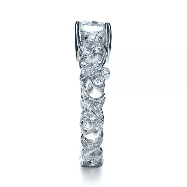 18k White Gold Organic Diamond Engagement Ring - Side View - 1174