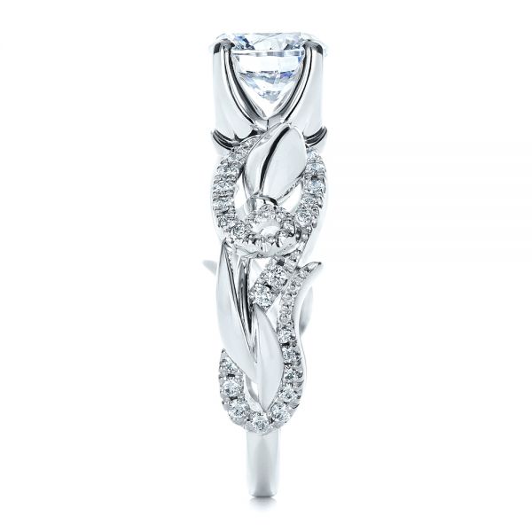 18k White Gold 18k White Gold Organic Diamond Engagement Ring - Side View -  1289