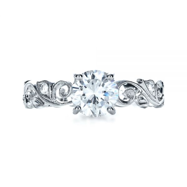 18k White Gold Organic Diamond Engagement Ring - Top View - 1176