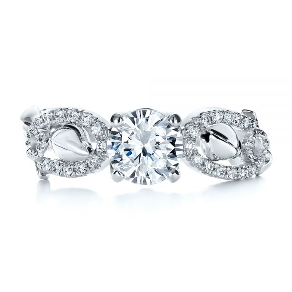 18k White Gold 18k White Gold Organic Diamond Engagement Ring - Top View - 1289