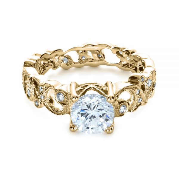 14k Yellow Gold 14k Yellow Gold Organic Diamond Engagement Ring - Flat View - 1174