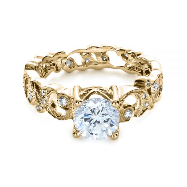 18k Yellow Gold 18k Yellow Gold Organic Diamond Engagement Ring - Flat View -  1174