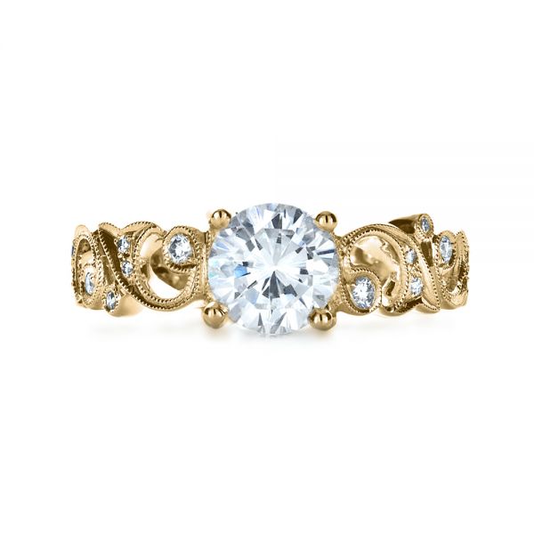 14k Yellow Gold 14k Yellow Gold Organic Diamond Engagement Ring - Top View -  1174