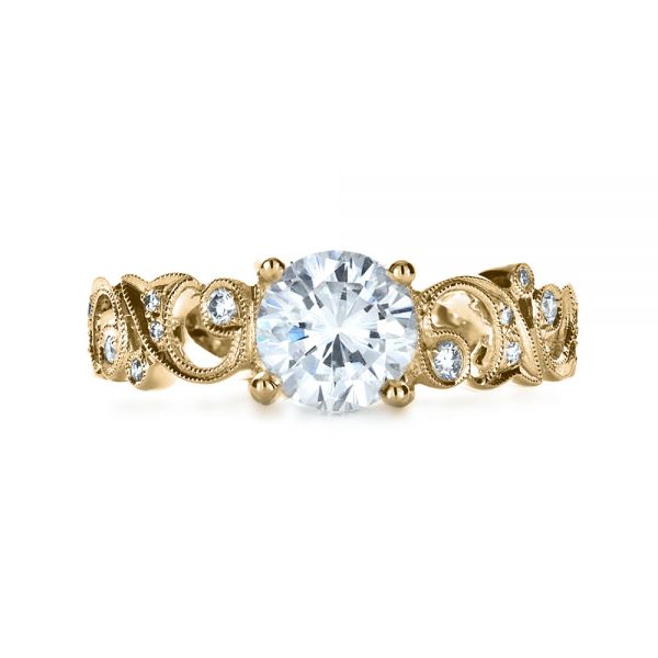 14k Yellow Gold 14k Yellow Gold Organic Diamond Engagement Ring - Top View - 1174