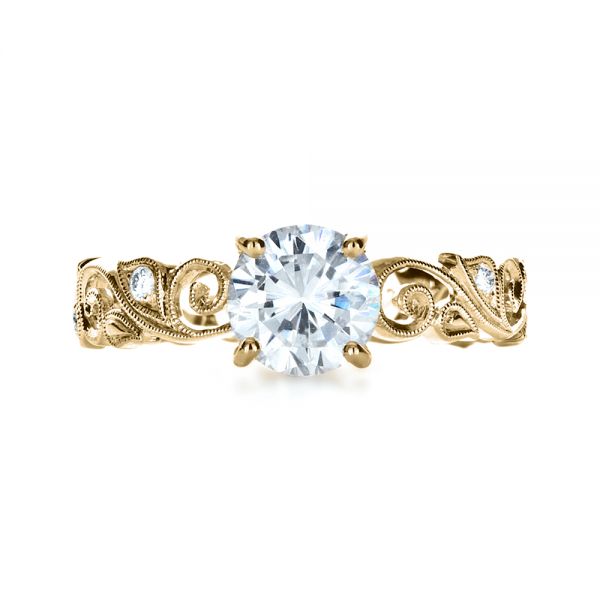 18k Yellow Gold 18k Yellow Gold Organic Diamond Engagement Ring - Top View -  1176