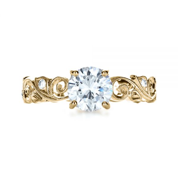 14k Yellow Gold 14k Yellow Gold Organic Diamond Engagement Ring - Top View - 1176