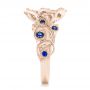 18k Rose Gold 18k Rose Gold Organic Flower Halo Diamond And Blue Sapphire Engagement Ring - Side View -  102115 - Thumbnail