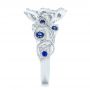 14k White Gold 14k White Gold Organic Flower Halo Diamond And Blue Sapphire Engagement Ring - Side View -  102115 - Thumbnail