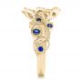 14k Yellow Gold 14k Yellow Gold Organic Flower Halo Diamond And Blue Sapphire Engagement Ring - Side View -  102115 - Thumbnail