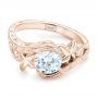 18k Rose Gold 18k Rose Gold Organic Leaf Solitaire Diamond Engagement Ring - Flat View -  102580 - Thumbnail