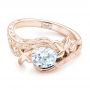 14k Rose Gold 14k Rose Gold Organic Leaf Solitaire Diamond Engagement Ring - Flat View -  102580 - Thumbnail