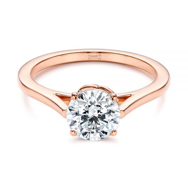 14k Rose Gold 14k Rose Gold Organic Leaf Solitaire Diamond Engagement Ring - Flat View -  105392 - Thumbnail