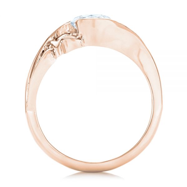 14k Rose Gold 14k Rose Gold Organic Leaf Solitaire Diamond Engagement Ring - Front View -  102411