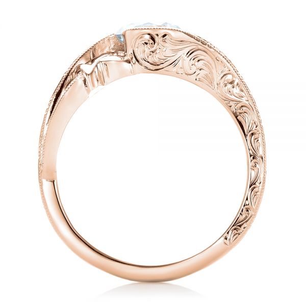 18k Rose Gold 18k Rose Gold Organic Leaf Solitaire Diamond Engagement Ring - Front View -  102580