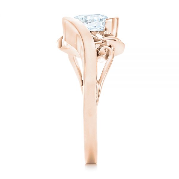 14k Rose Gold 14k Rose Gold Organic Leaf Solitaire Diamond Engagement Ring - Side View - 102411