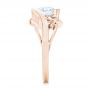 18k Rose Gold 18k Rose Gold Organic Leaf Solitaire Diamond Engagement Ring - Side View -  102411 - Thumbnail