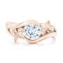 14k Rose Gold 14k Rose Gold Organic Leaf Solitaire Diamond Engagement Ring - Top View -  102411 - Thumbnail