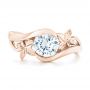 18k Rose Gold 18k Rose Gold Organic Leaf Solitaire Diamond Engagement Ring - Top View -  102411 - Thumbnail