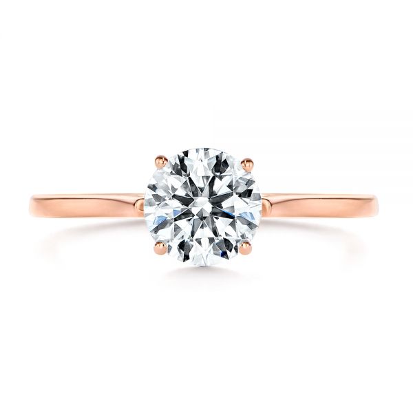 18k Rose Gold Organic Leaf Solitaire Diamond Engagement Ring - Top View -  105392 - Thumbnail
