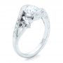 18k White Gold Organic Leaf Solitaire Diamond Engagement Ring - Three-Quarter View -  102580 - Thumbnail