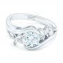 14k White Gold Organic Leaf Solitaire Diamond Engagement Ring - Flat View -  102411 - Thumbnail