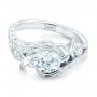 14k White Gold 14k White Gold Organic Leaf Solitaire Diamond Engagement Ring - Flat View -  102580 - Thumbnail