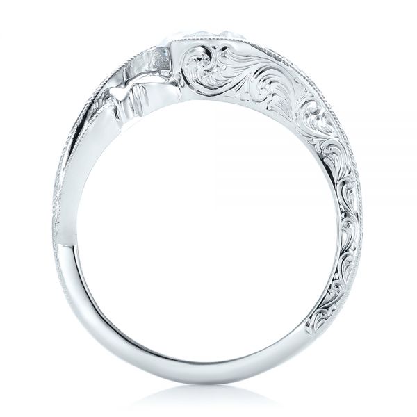 14k White Gold 14k White Gold Organic Leaf Solitaire Diamond Engagement Ring - Front View -  102580