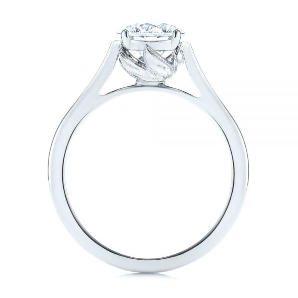 18k White Gold 18k White Gold Organic Leaf Solitaire Diamond Engagement Ring - Front View -  105392 - Thumbnail