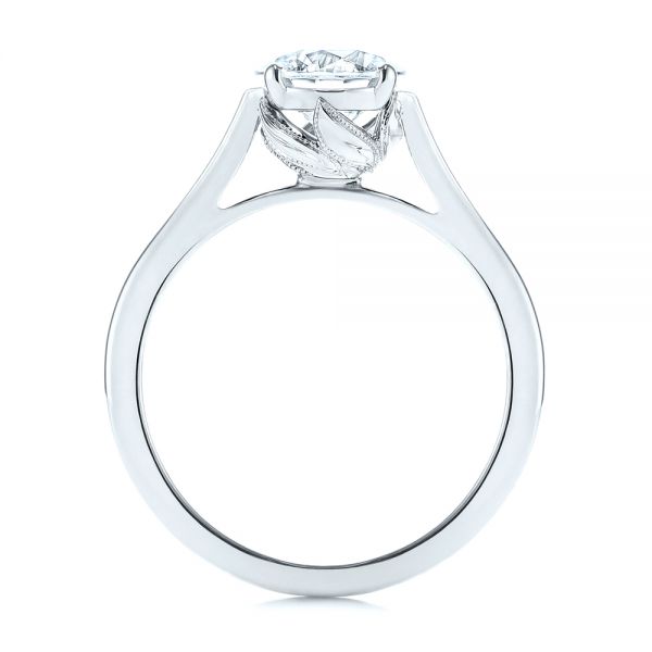 14k White Gold 14k White Gold Organic Leaf Solitaire Diamond Engagement Ring - Front View - 105392