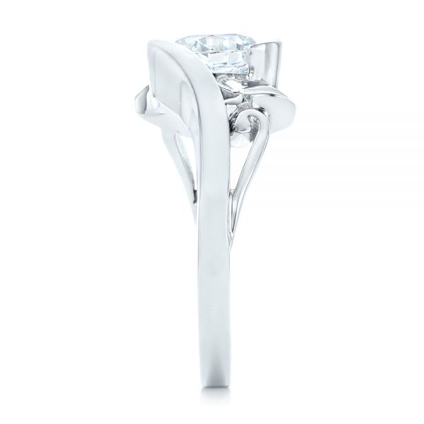  Platinum Platinum Organic Leaf Solitaire Diamond Engagement Ring - Side View -  102411