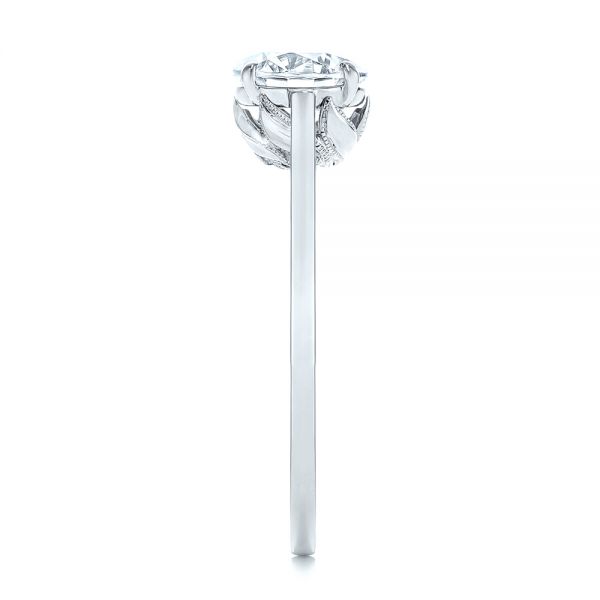  Platinum Platinum Organic Leaf Solitaire Diamond Engagement Ring - Side View -  105392