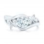  Platinum Platinum Organic Leaf Solitaire Diamond Engagement Ring - Top View -  102411 - Thumbnail