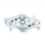 18k White Gold Organic Leaf Solitaire Diamond Engagement Ring - Top View -  102580 - Thumbnail