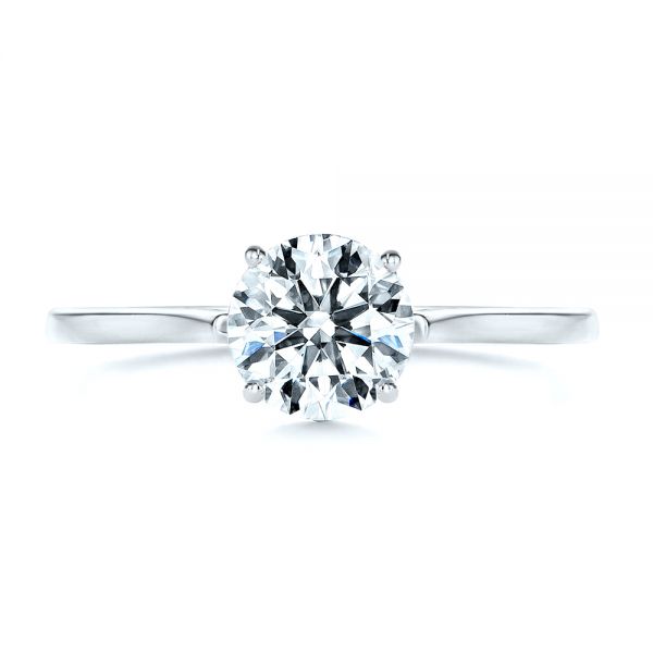 18k White Gold 18k White Gold Organic Leaf Solitaire Diamond Engagement Ring - Top View -  105392