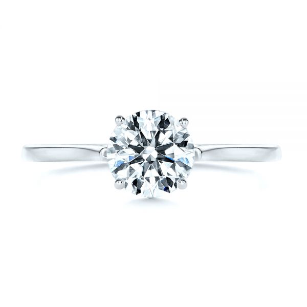 14k White Gold 14k White Gold Organic Leaf Solitaire Diamond Engagement Ring - Top View - 105392