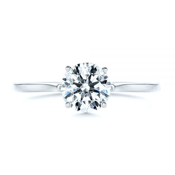 18k White Gold 18k White Gold Organic Leaf Solitaire Diamond Engagement Ring - Top View -  105392 - Thumbnail