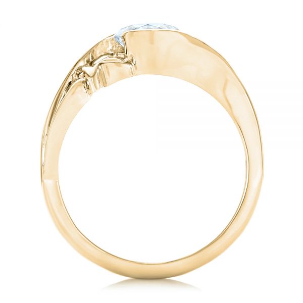 14k Yellow Gold 14k Yellow Gold Organic Leaf Solitaire Diamond Engagement Ring - Front View -  102411