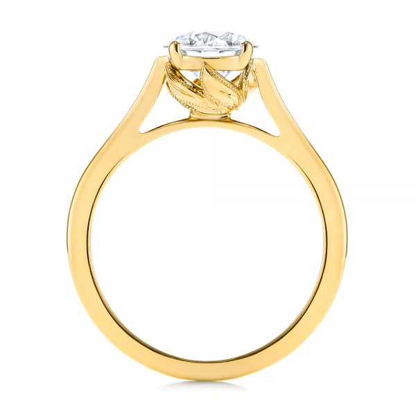 14k Yellow Gold 14k Yellow Gold Organic Leaf Solitaire Diamond Engagement Ring - Front View -  105392 - Thumbnail