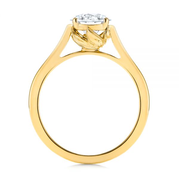 18k Yellow Gold 18k Yellow Gold Organic Leaf Solitaire Diamond Engagement Ring - Front View -  105392 - Thumbnail
