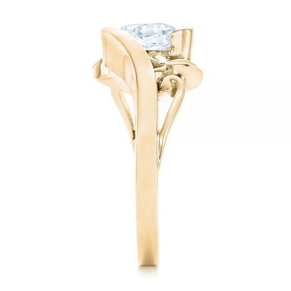 14k Yellow Gold 14k Yellow Gold Organic Leaf Solitaire Diamond Engagement Ring - Side View -  102411
